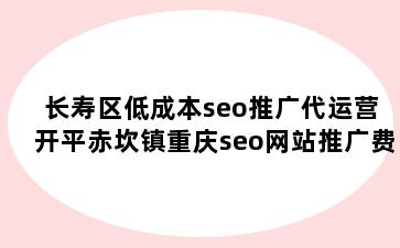 长寿区低成本seo推广代运营 开平赤坎镇重庆seo网站推广费用